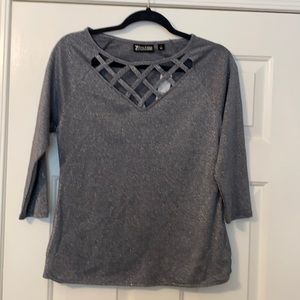 NWT NY & Co 3/4 Sleeve lattice detail shirt